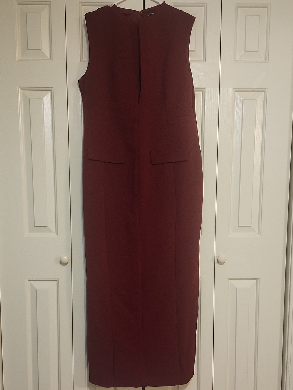 Fashion Nova Sleeveless Midi Dress in Burgundy